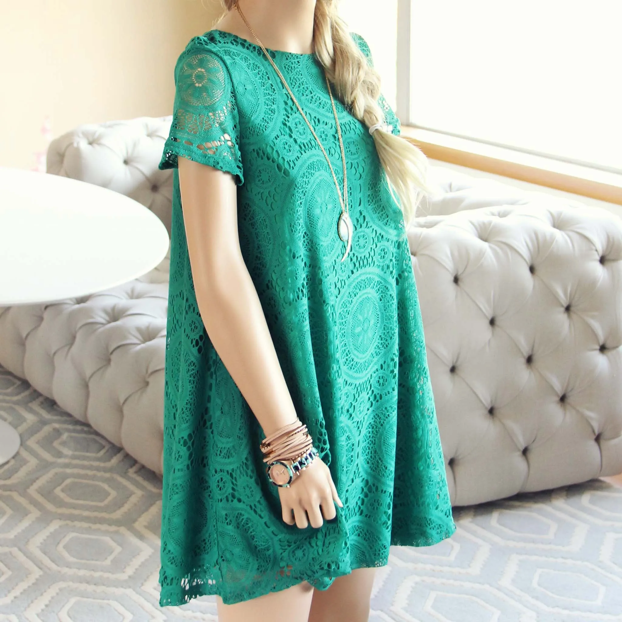 The Santa Clara Lace Dress in Green