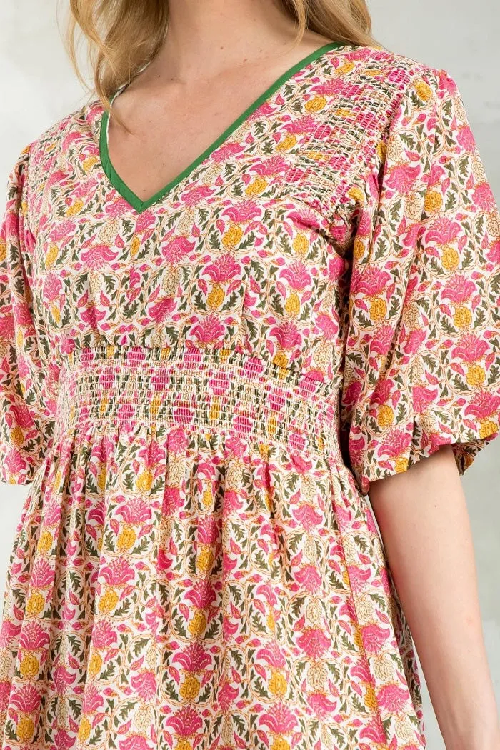 THML Tania Puff Sleeve Floral Mini Dress