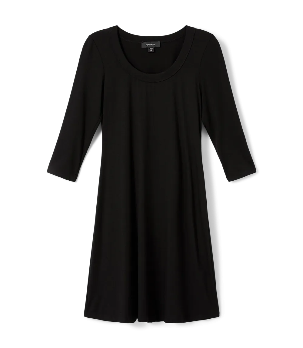Three Quarter Sleeve A-Line Dress