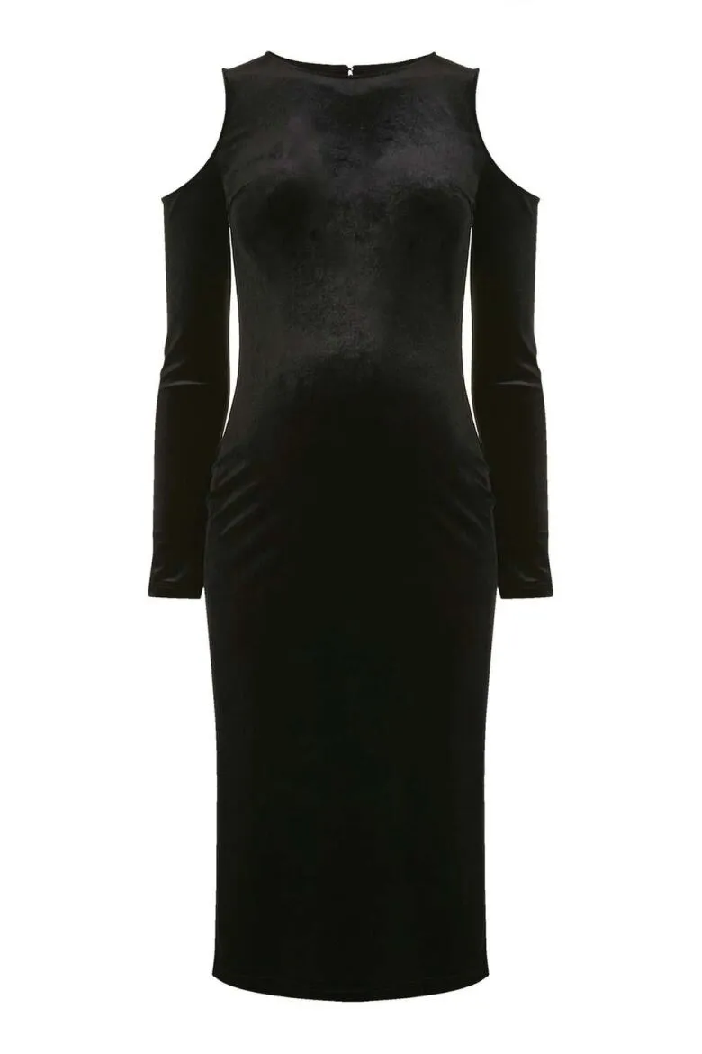 Topshop black velvet maternity dress - small (US size 6)