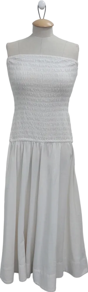 Topshop White Strapless Shirring Midi Dress UK 10