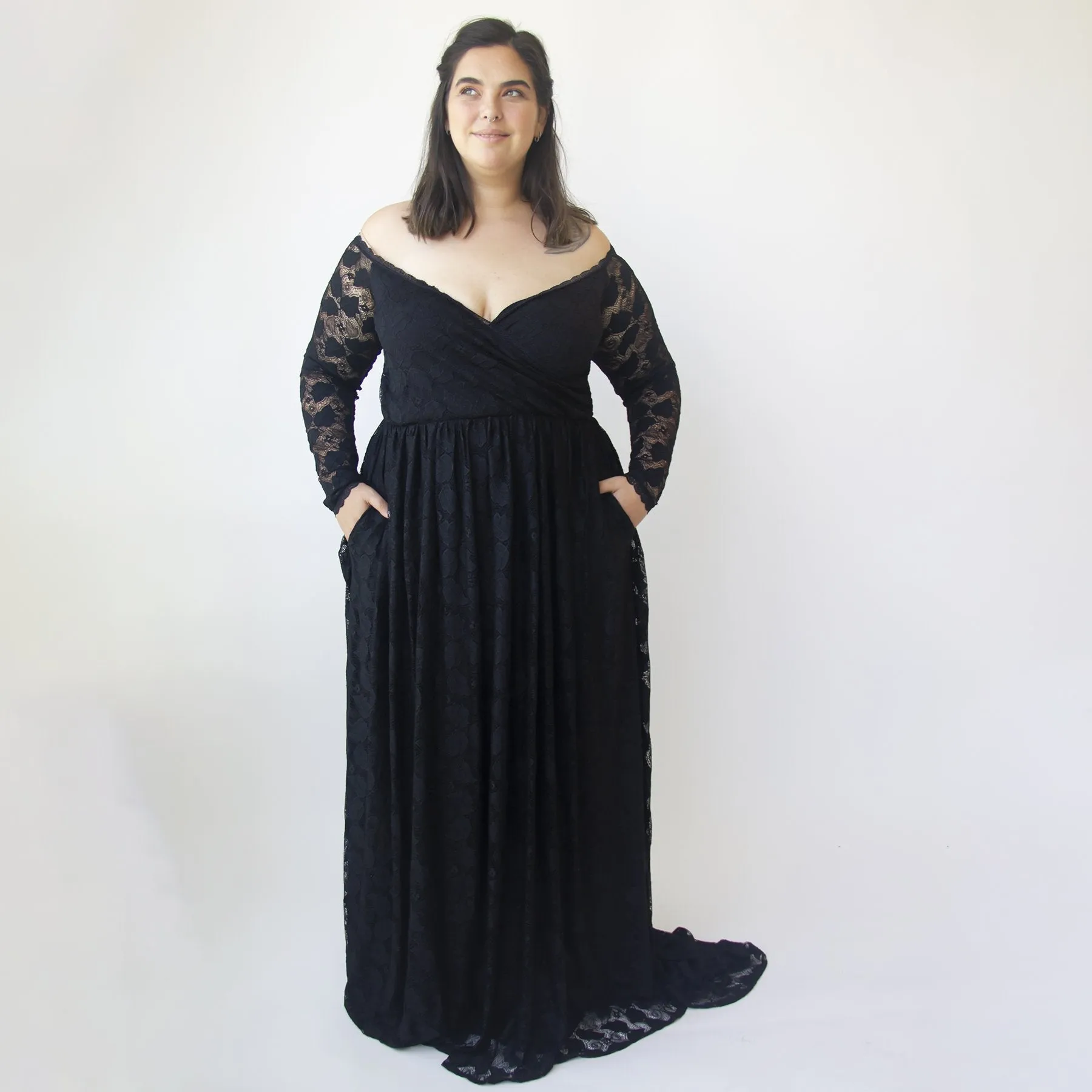 Train off the shoulder dress #1335