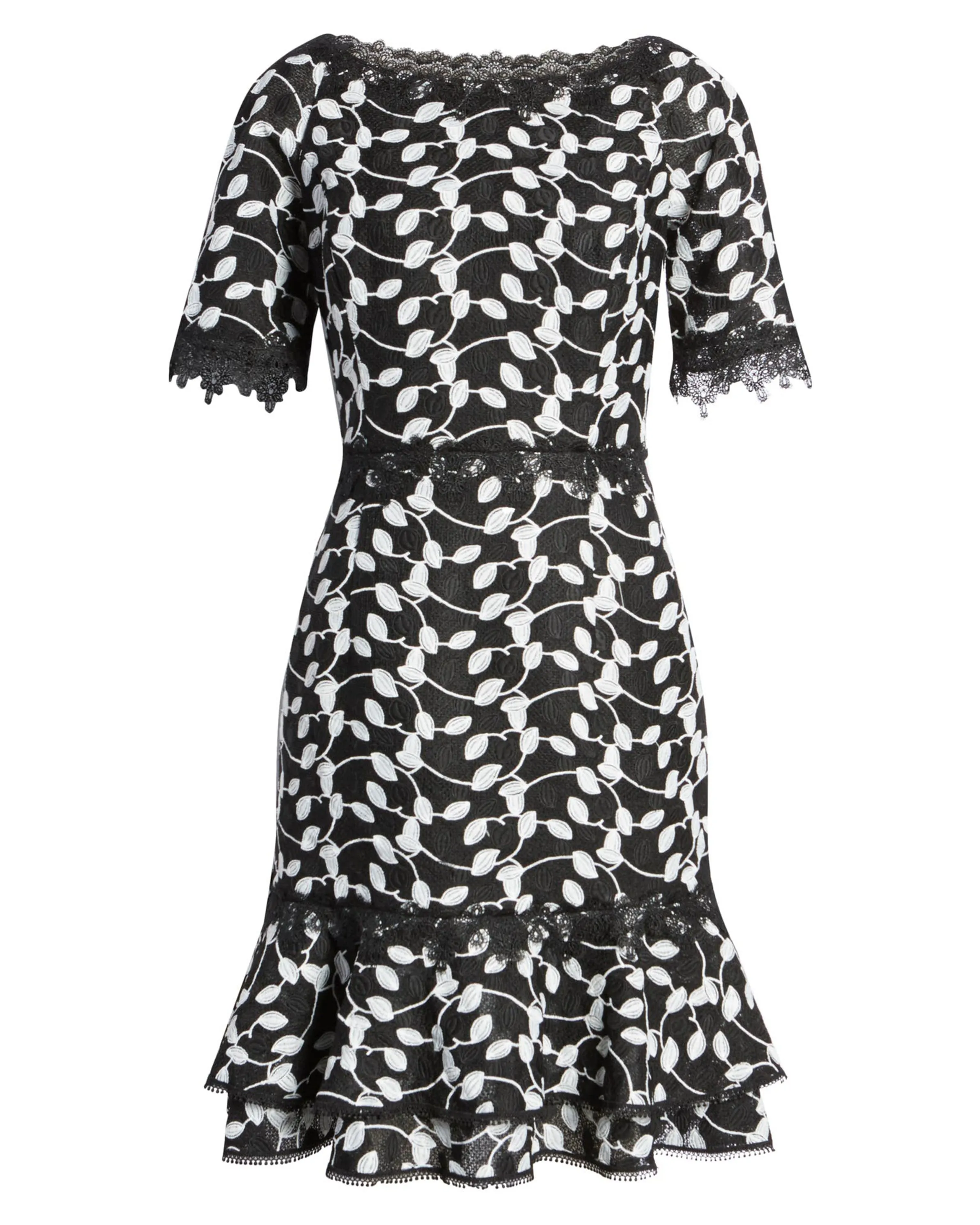 Two Tone Lace Dress in Black/White