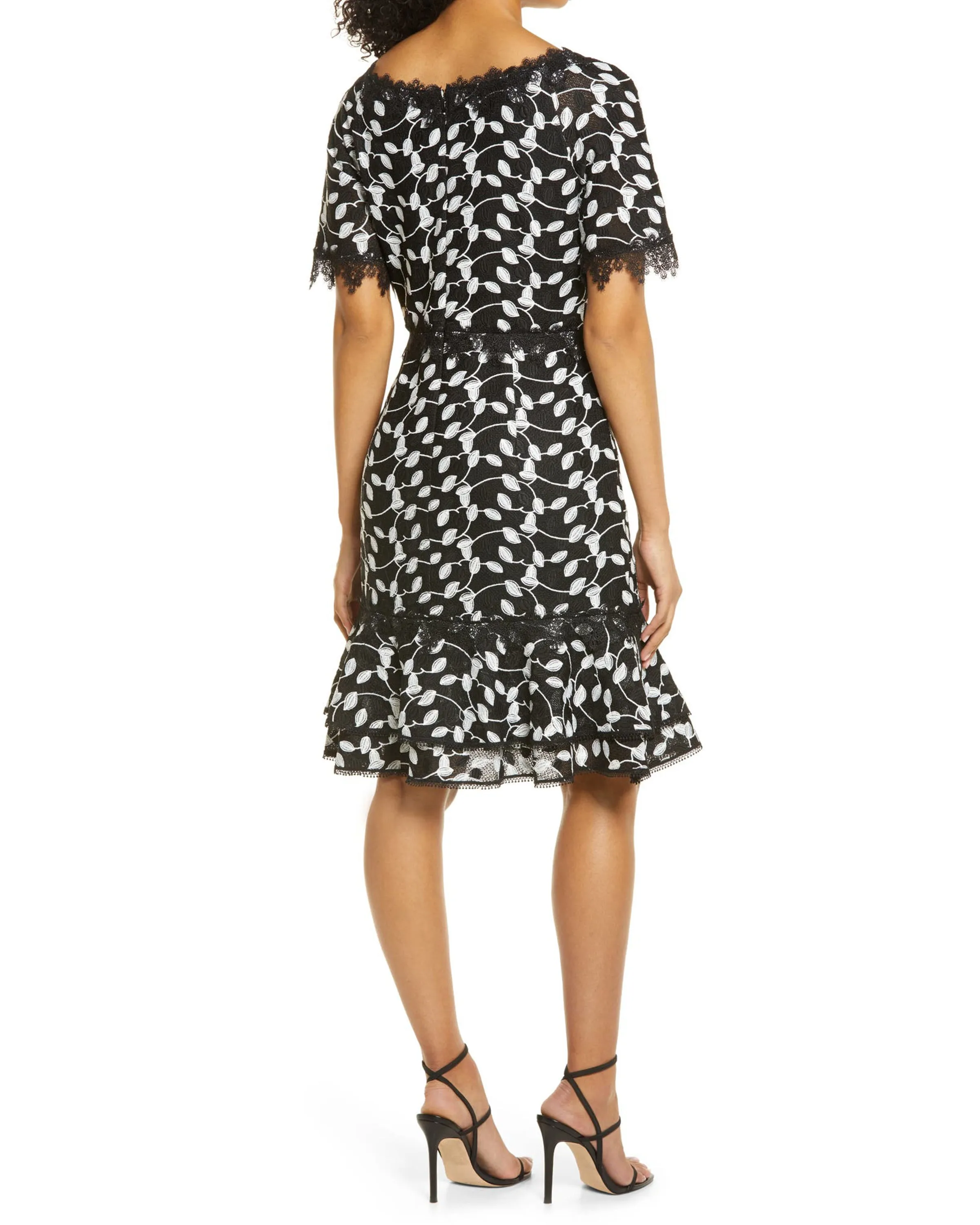 Two Tone Lace Dress in Black/White