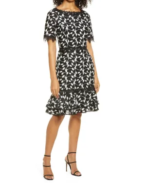 Two Tone Lace Dress in Black/White