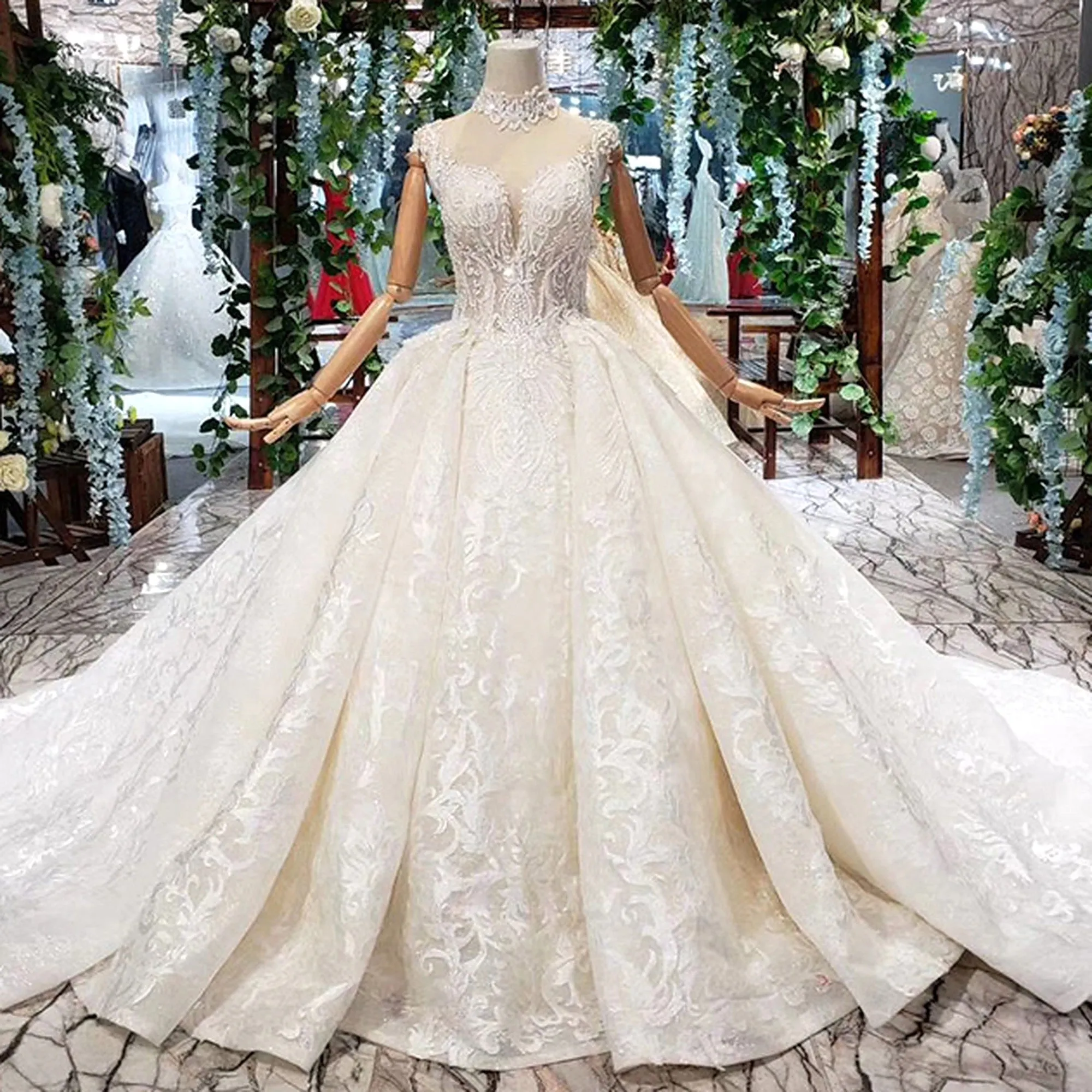 VB Beaded Modern Ball Gown Wedding Dress