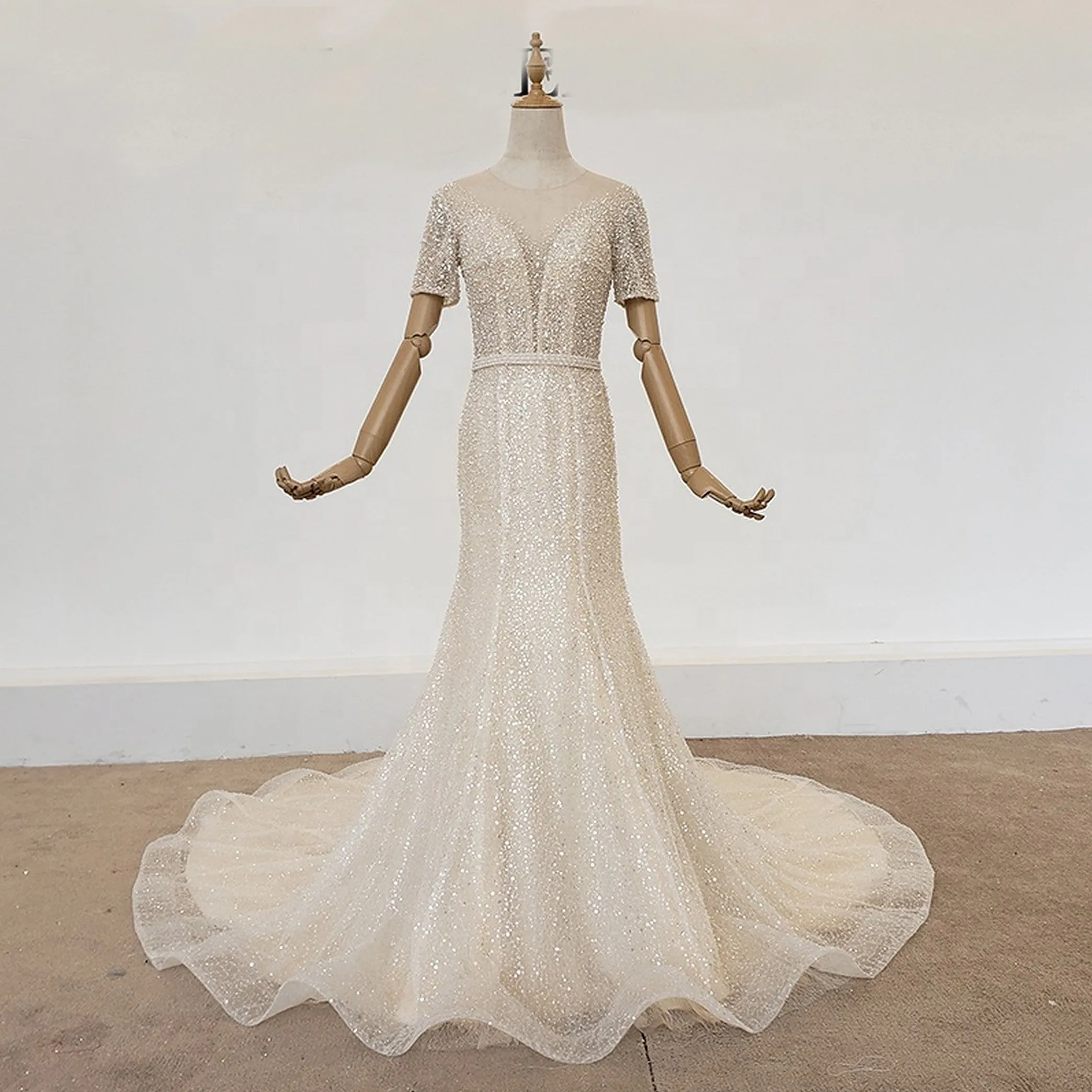 VB Crystal Full Beaded Mermaid Princess Wedding Dress