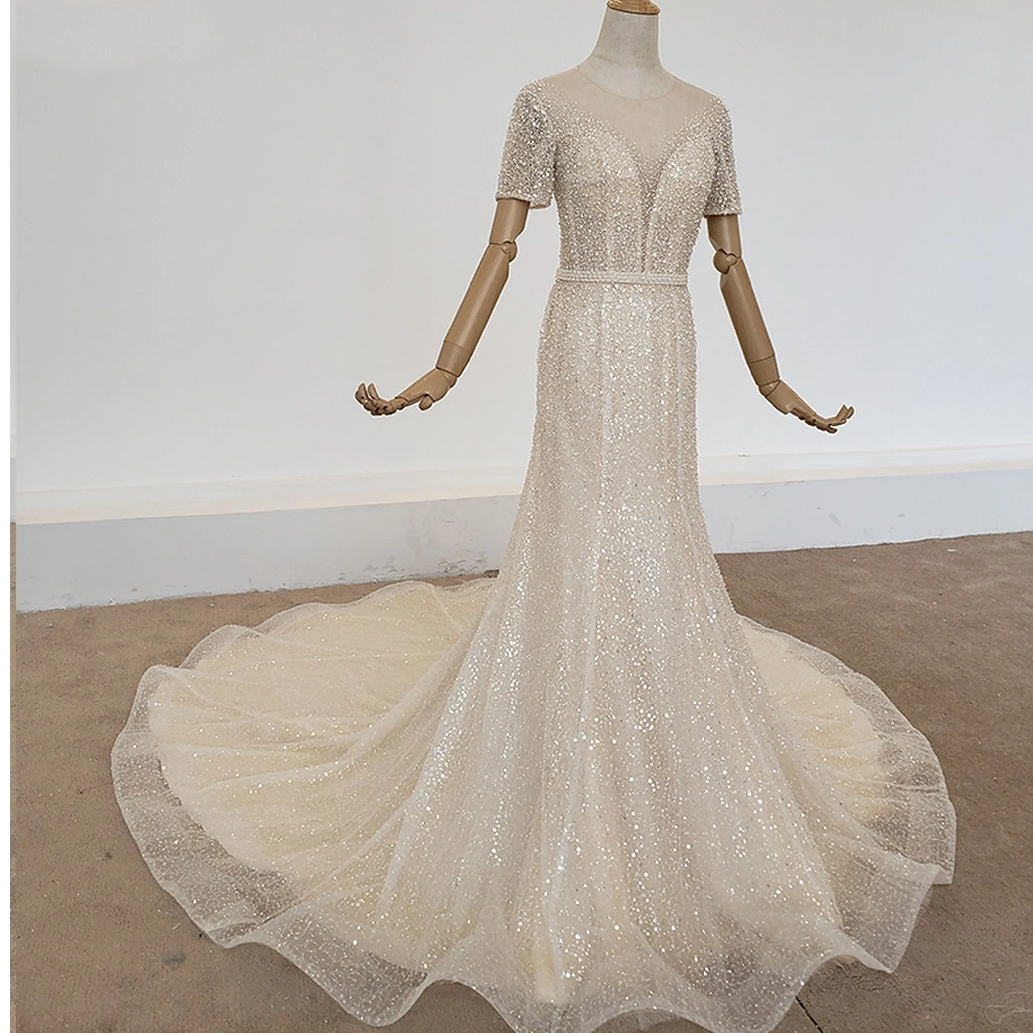 VB Crystal Full Beaded Mermaid Princess Wedding Dress