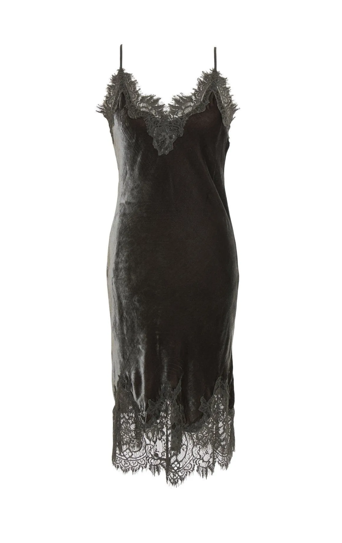 Velvet Coco Lace Dress - Dark Grey