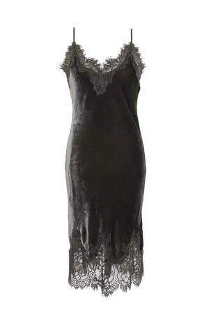 Velvet Coco Lace Dress - Dark Grey