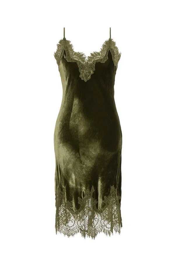 Velvet Coco Lace Dress - Dark Olive