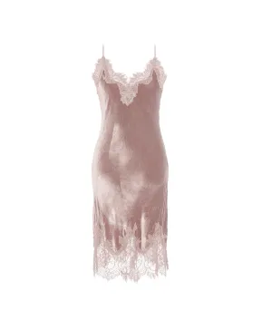 Velvet Coco Lace Dress - Nude Crystal