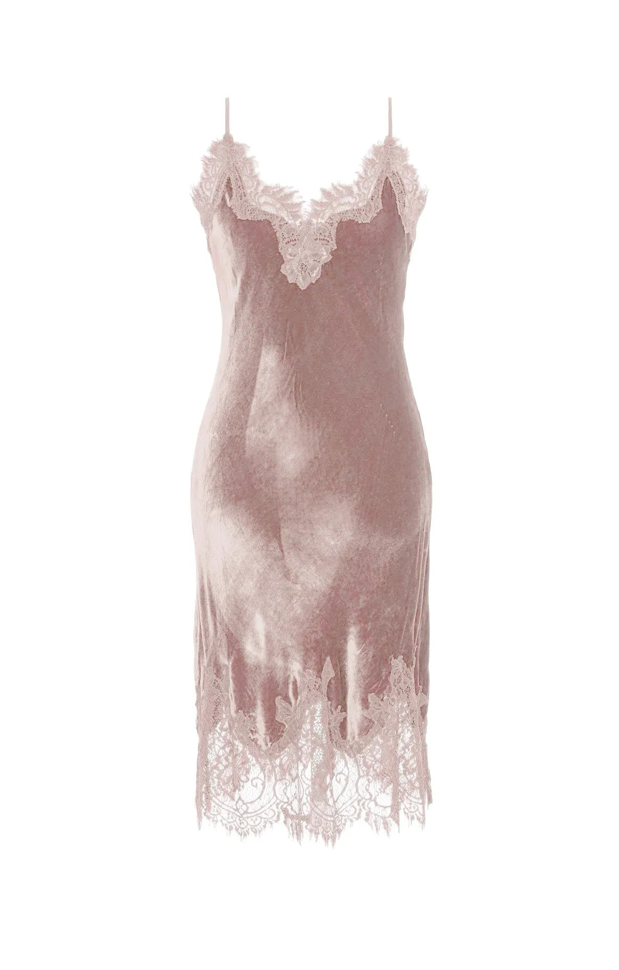 Velvet Coco Lace Dress - Nude Crystal