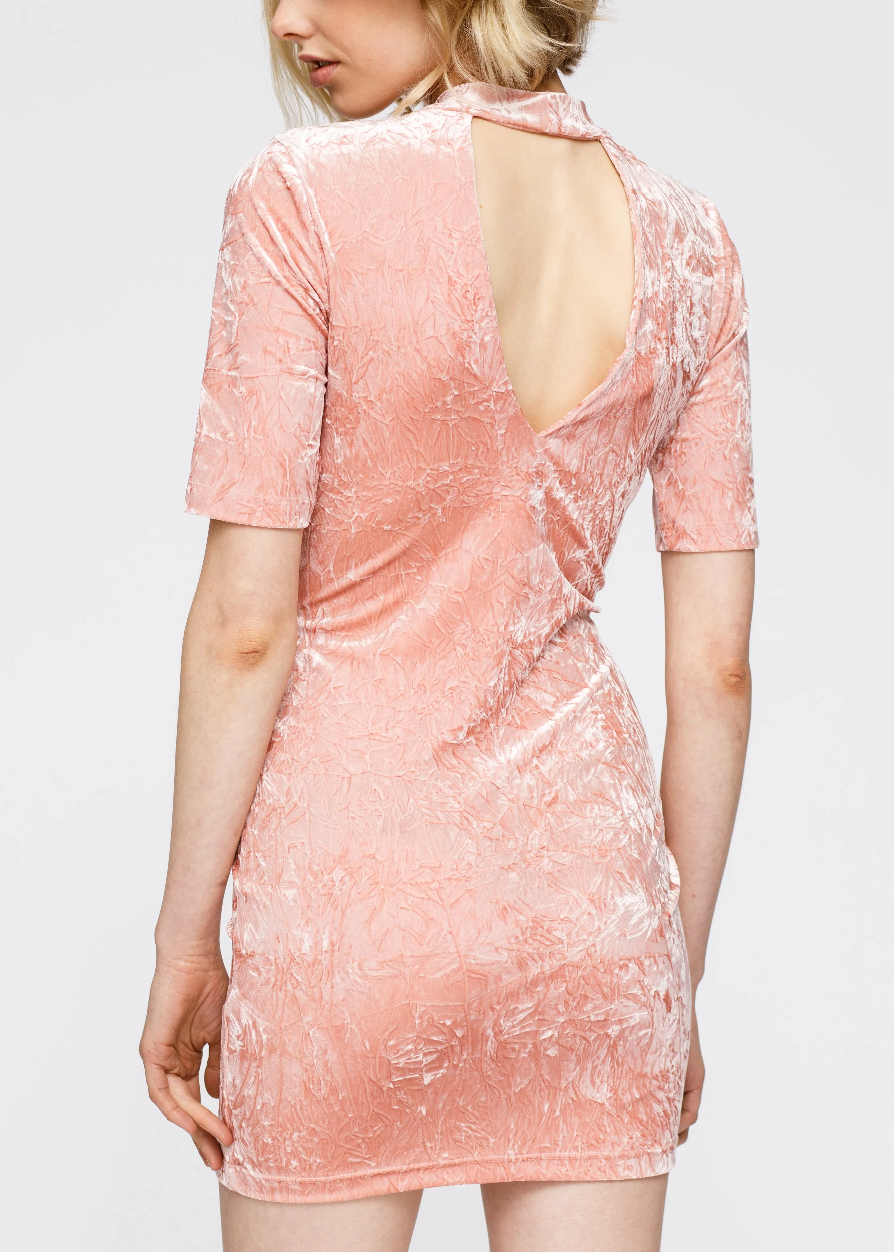 Velvet Deep V Cutout Back Dress by Shop at Konus