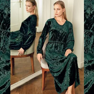 Velvet Dress Green