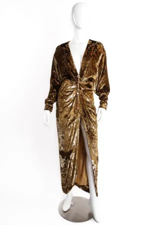 Velvet Lamé Batwing Plunge Dress