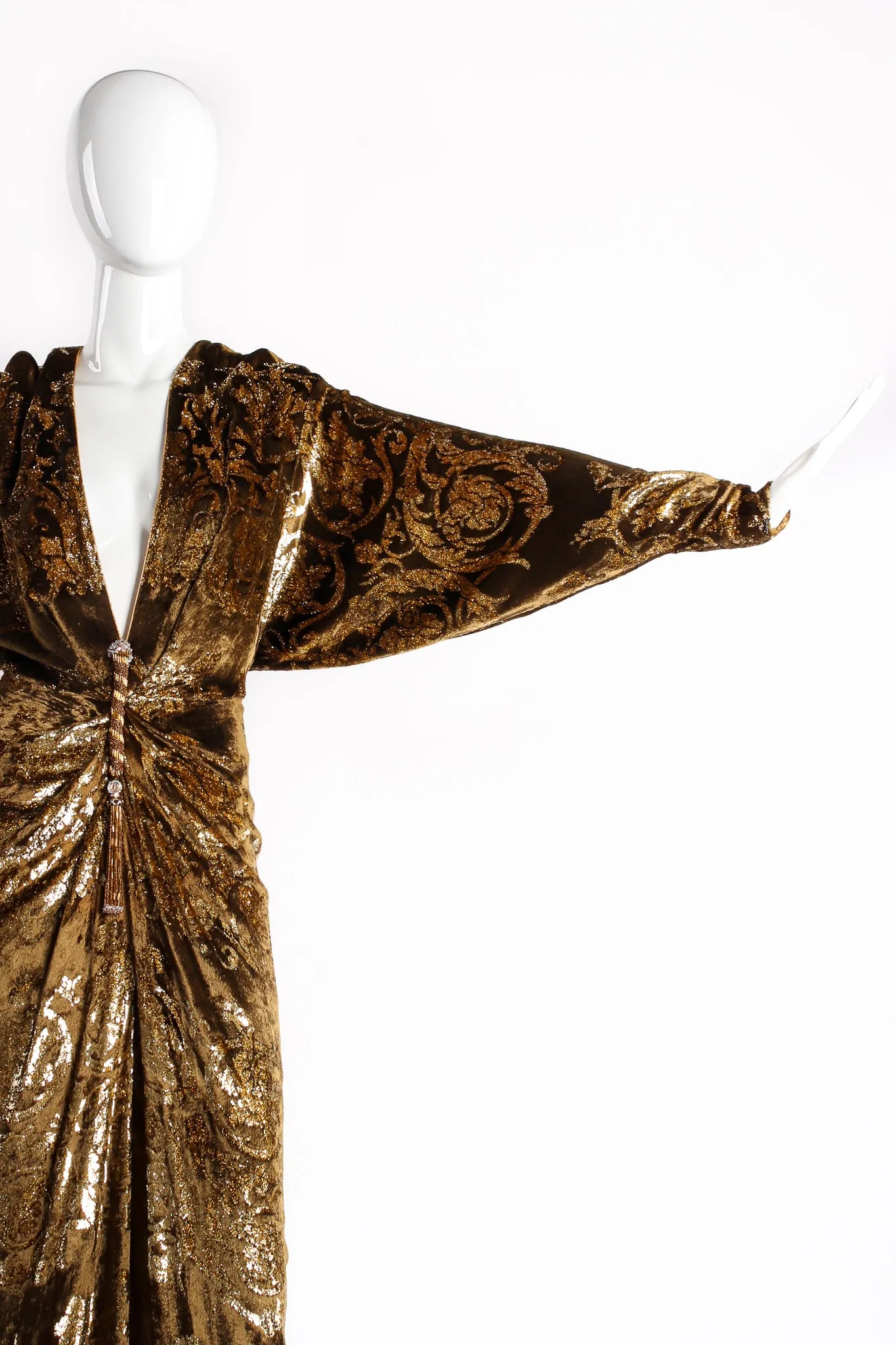 Velvet Lamé Batwing Plunge Dress