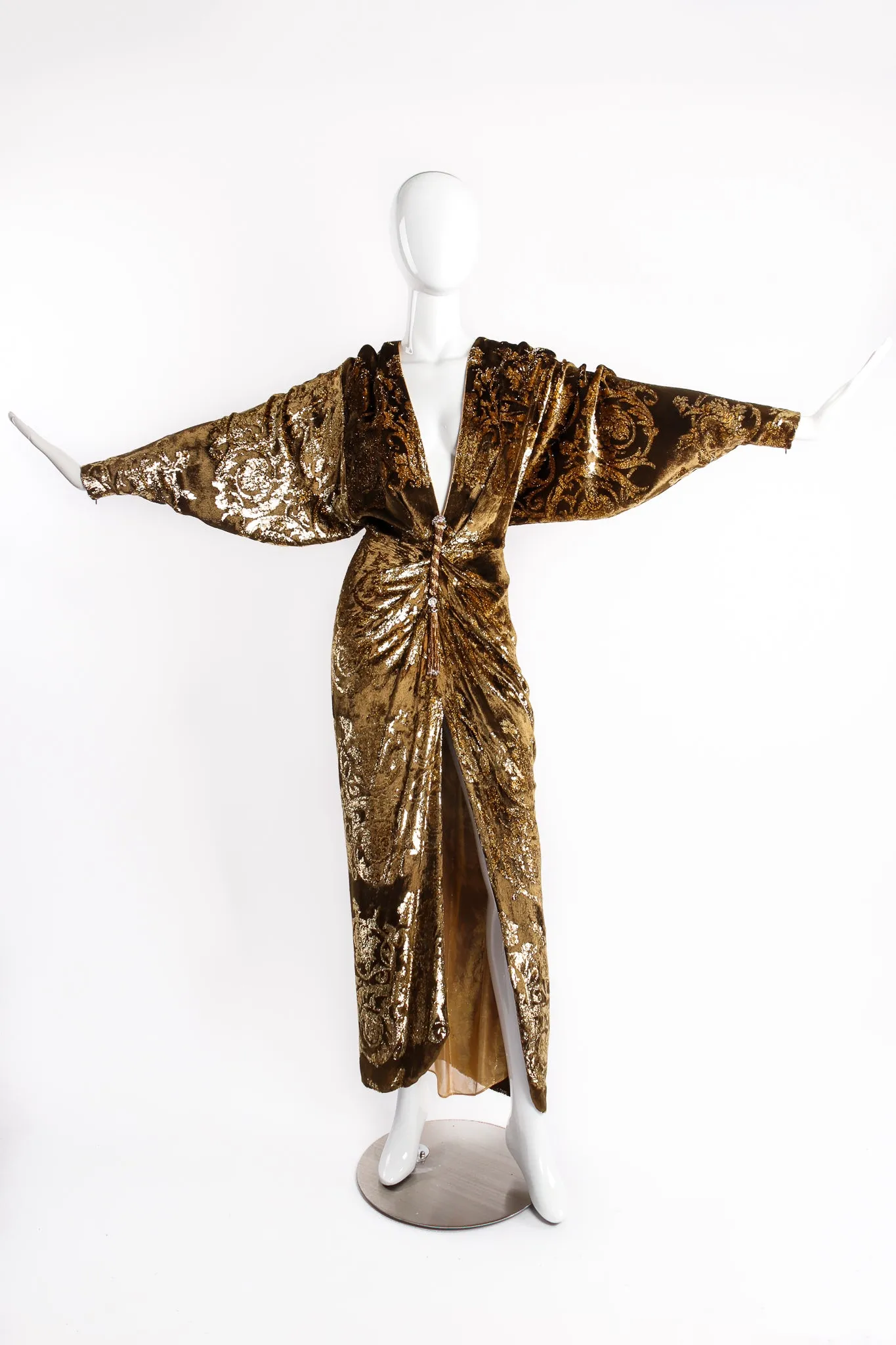 Velvet Lamé Batwing Plunge Dress