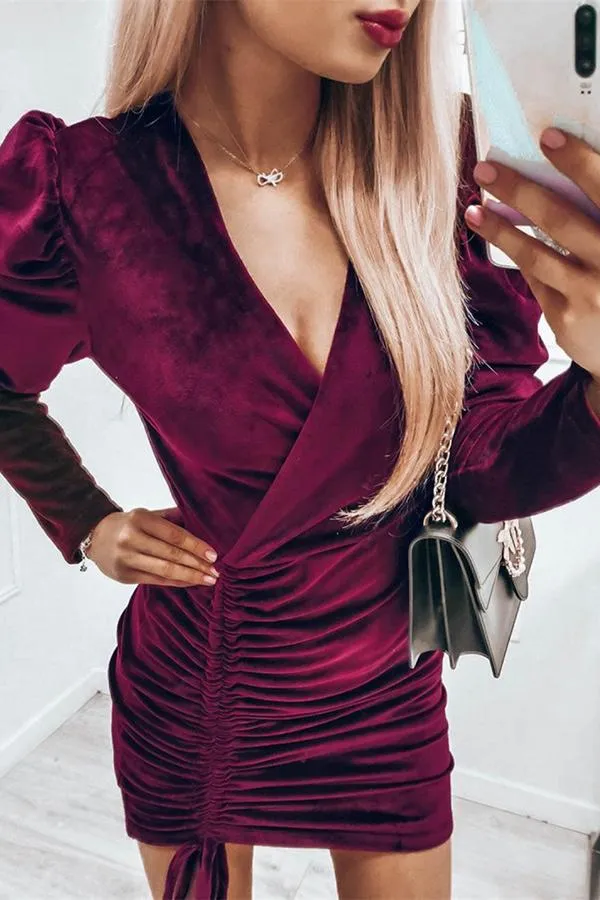 Velvet Ruched Dress