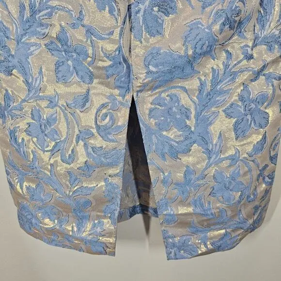 Vici NWT Windsor Floral Blue Shimmer Strapless Midi Dress Size Large