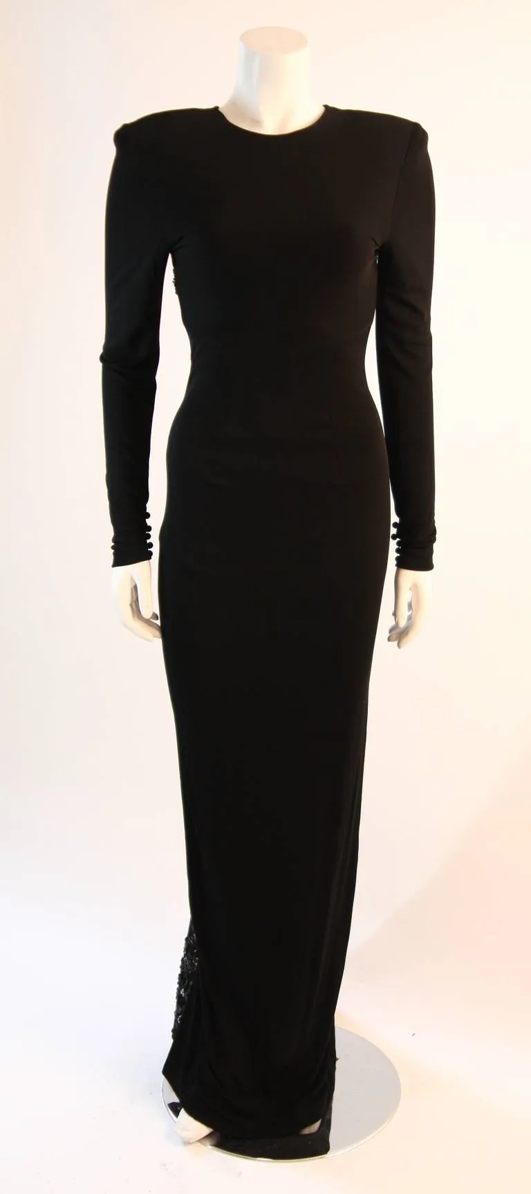 VICKY TIEL Sequined Lace Black Gown Size 38