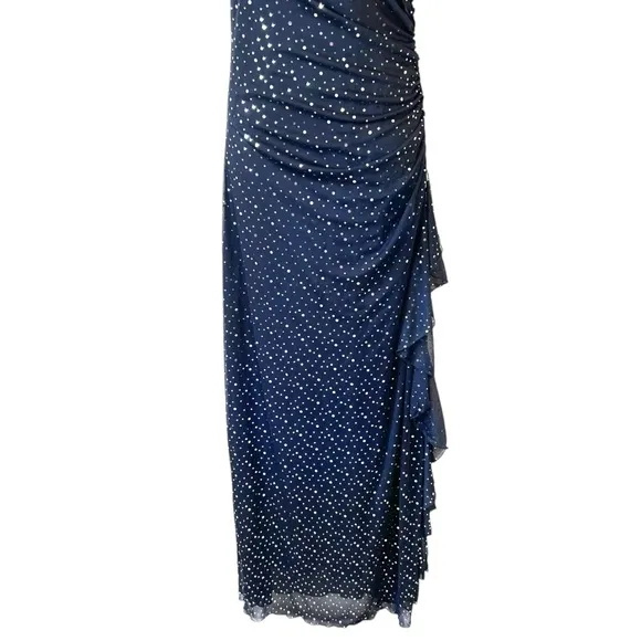 Vintage 90s Jodi Kristopher Y2K‎ Black Silver Sequined Gown Dress