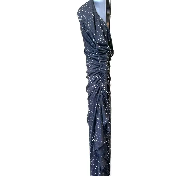 Vintage 90s Jodi Kristopher Y2K‎ Black Silver Sequined Gown Dress
