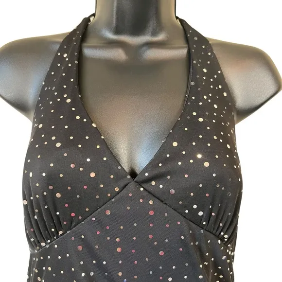 Vintage 90s Jodi Kristopher Y2K‎ Black Silver Sequined Gown Dress