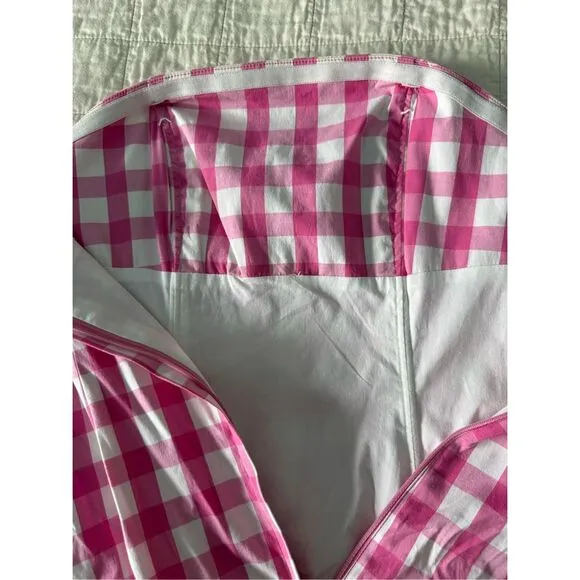 Vintage Lilly Pulitzer Gingham Pink White Bow Spring Coquette Strapless Dress 6