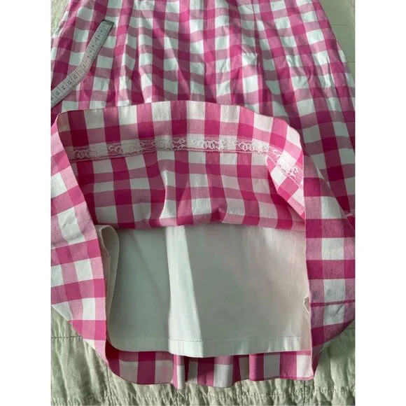 Vintage Lilly Pulitzer Gingham Pink White Bow Spring Coquette Strapless Dress 6