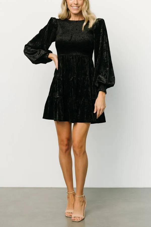 Vintage Tiered Ruffle Velvet Dress