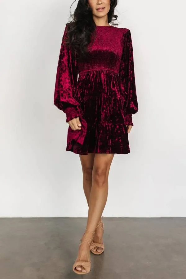 Vintage Tiered Ruffle Velvet Dress