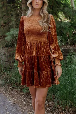 Vintage Tiered Ruffle Velvet Dress