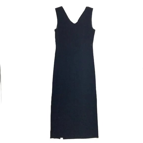 Vintage V-Neck Long Velvet Dress Black L