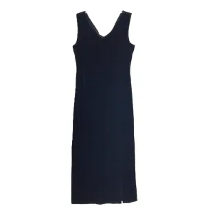 Vintage V-Neck Long Velvet Dress Black L