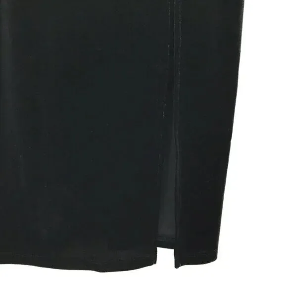 Vintage V-Neck Long Velvet Dress Black L
