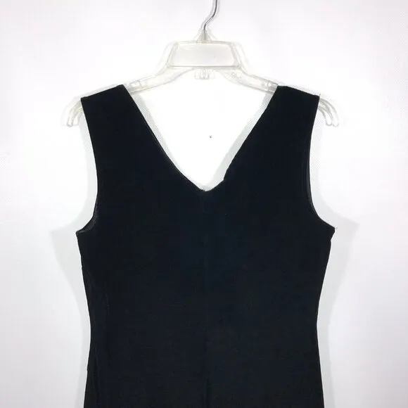 Vintage V-Neck Long Velvet Dress Black L