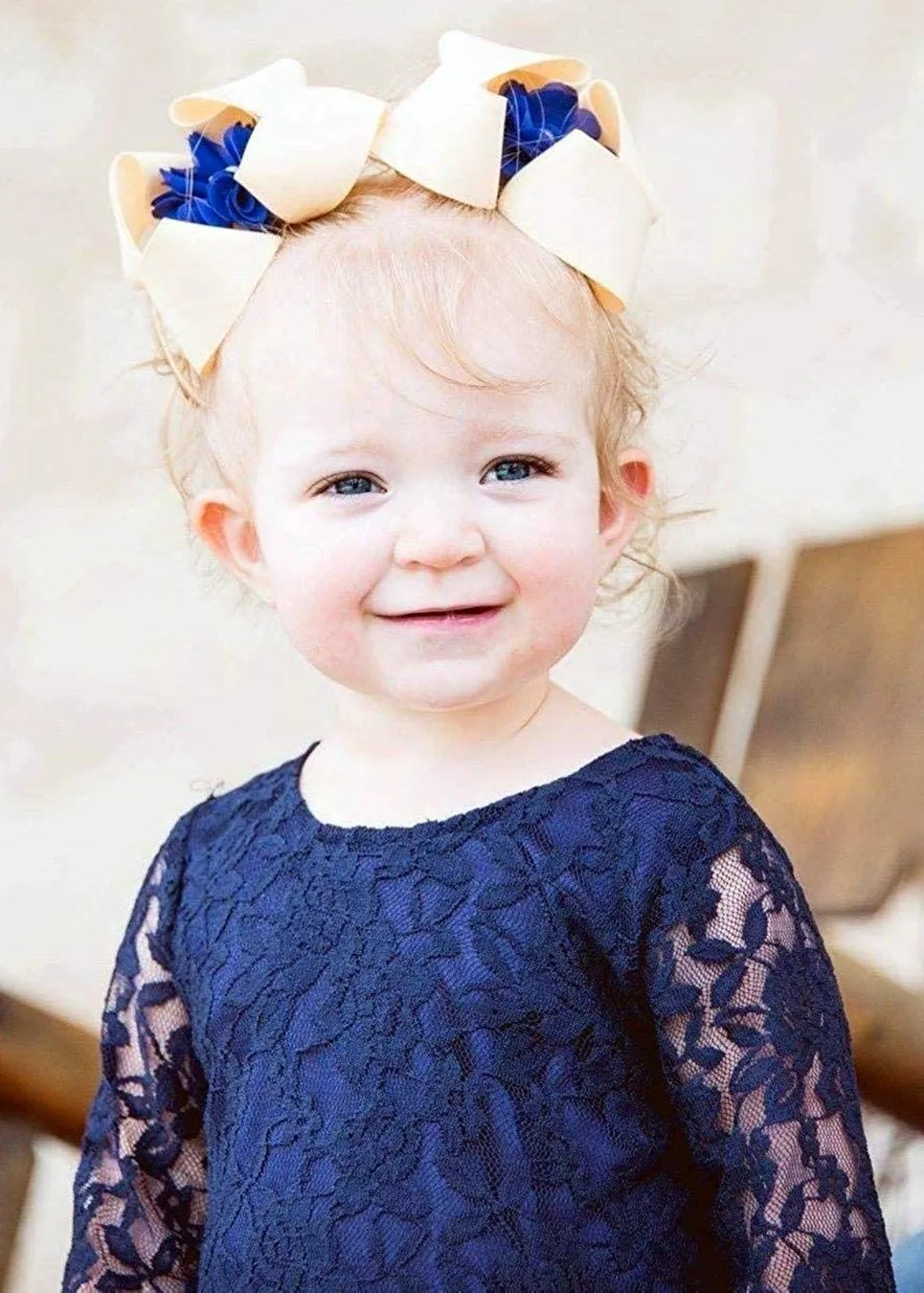 Violet Lace Boho Girl Dress in Navy
