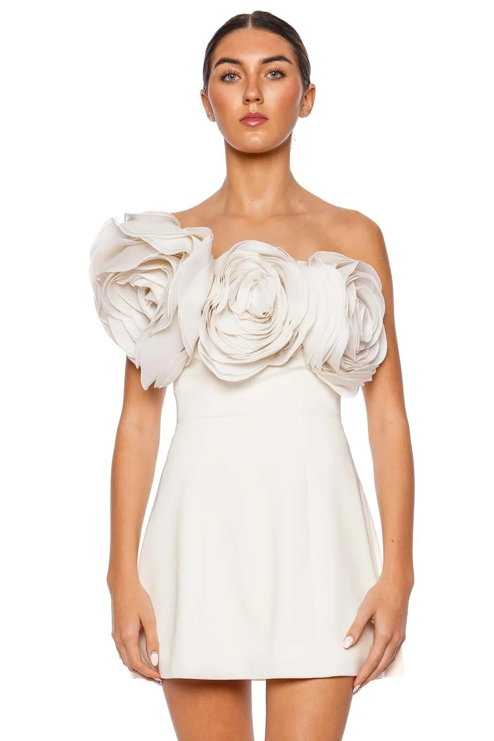 Violette Rosette Strapless Mini Dress