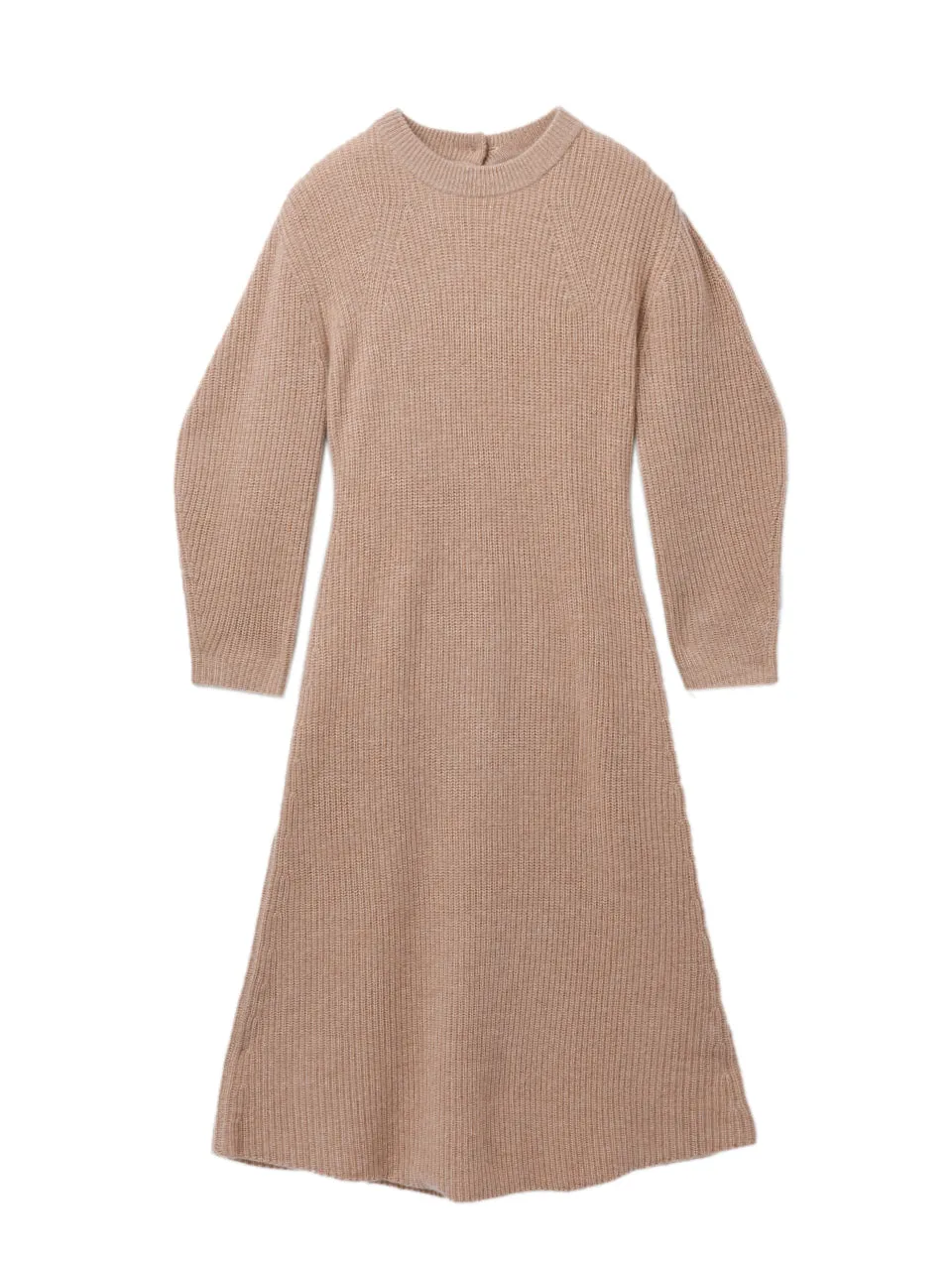 Volume Sleeve A Line Dress_Camel