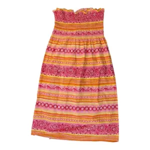 Vtg Y2K Handmade Pink Tube Dress Smocked Strapless Size L Coconut Girl Hawaiian
