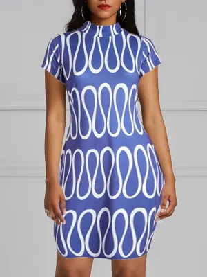 Wavy Short Sleeve Bodycon Dress-All Sizes to Plus Size