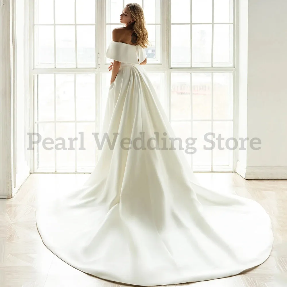 Wedding Dress Sweetheart Satin Mermaid Off the Shoulder Bridal Gowns