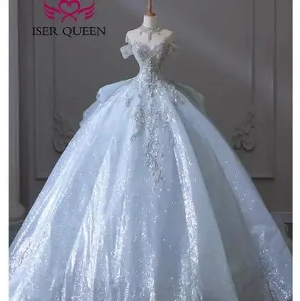 Wedding Guest Dresses: Off Shoulder Wedding Dress Heavy Beading Lace Tailing Princess