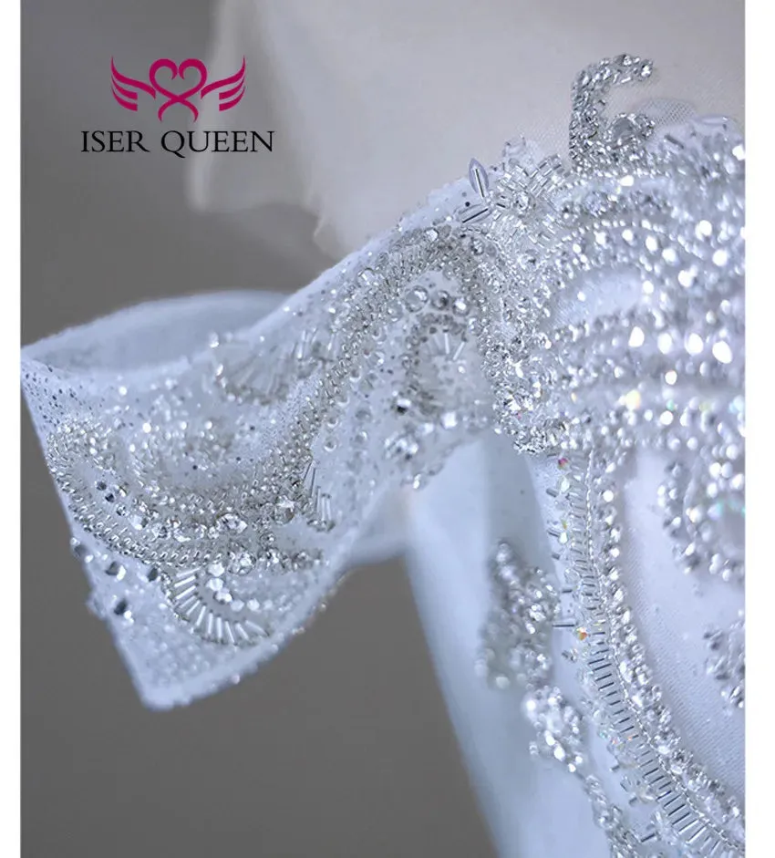 Wedding Guest Dresses: Off Shoulder Wedding Dress Heavy Beading Lace Tailing Princess