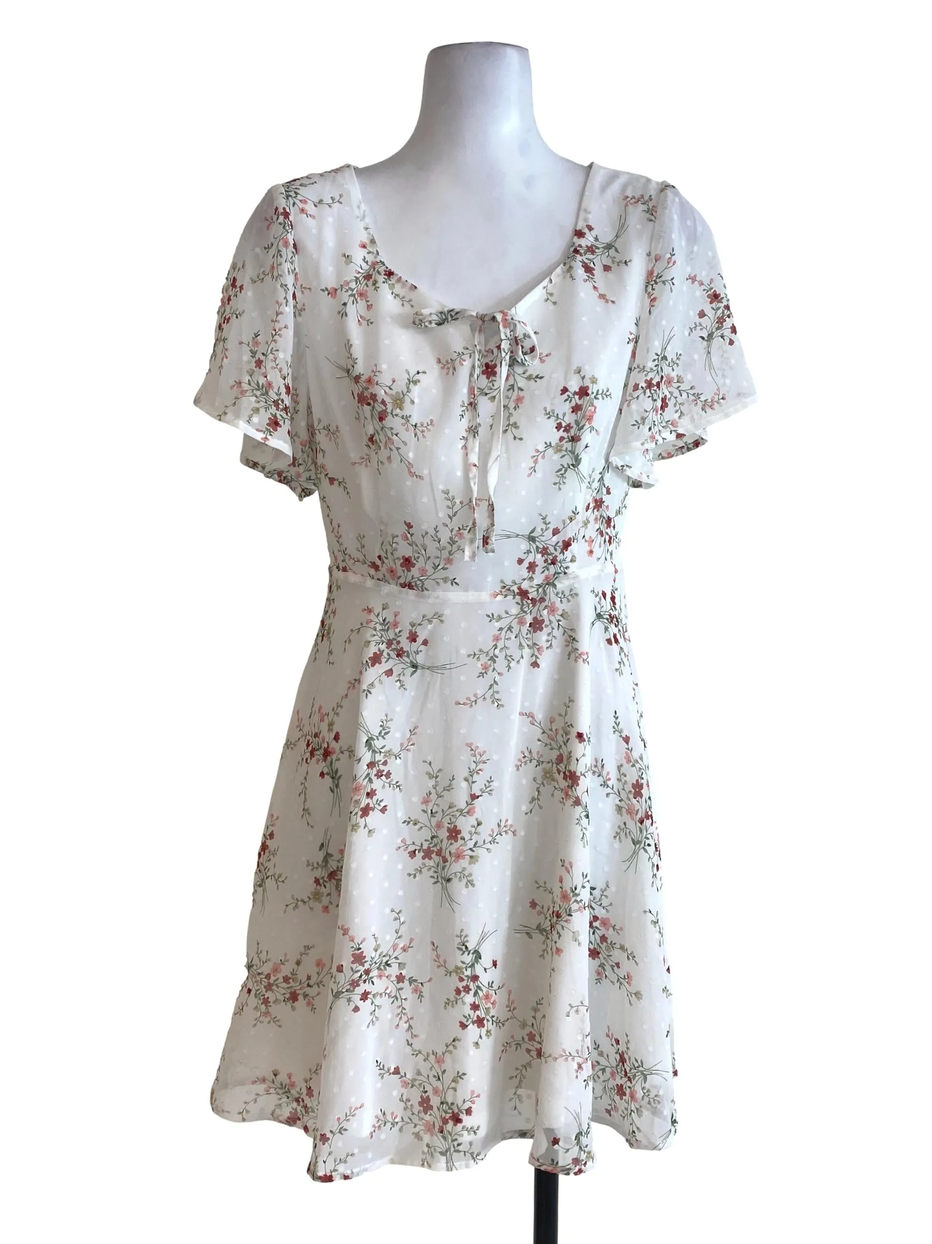 White Floral A Line Dress