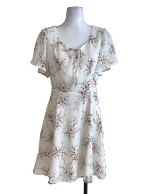 White Floral A Line Dress