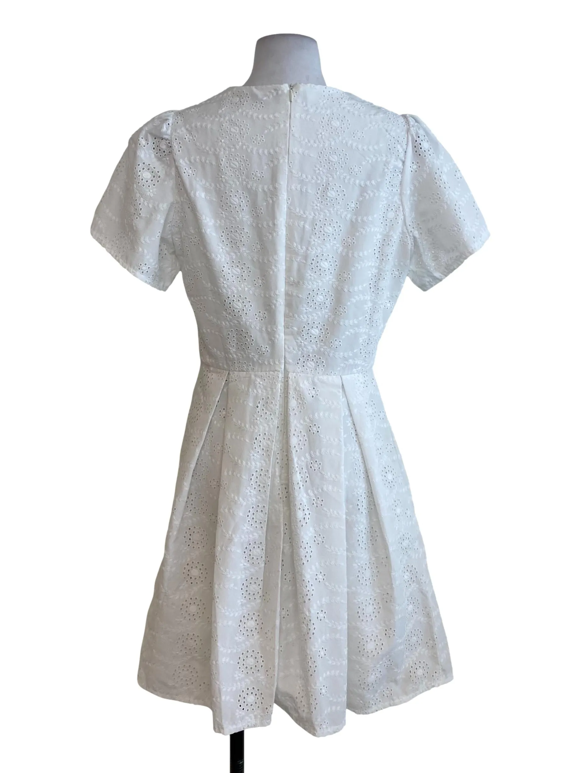 White Floral Embroidered Dress