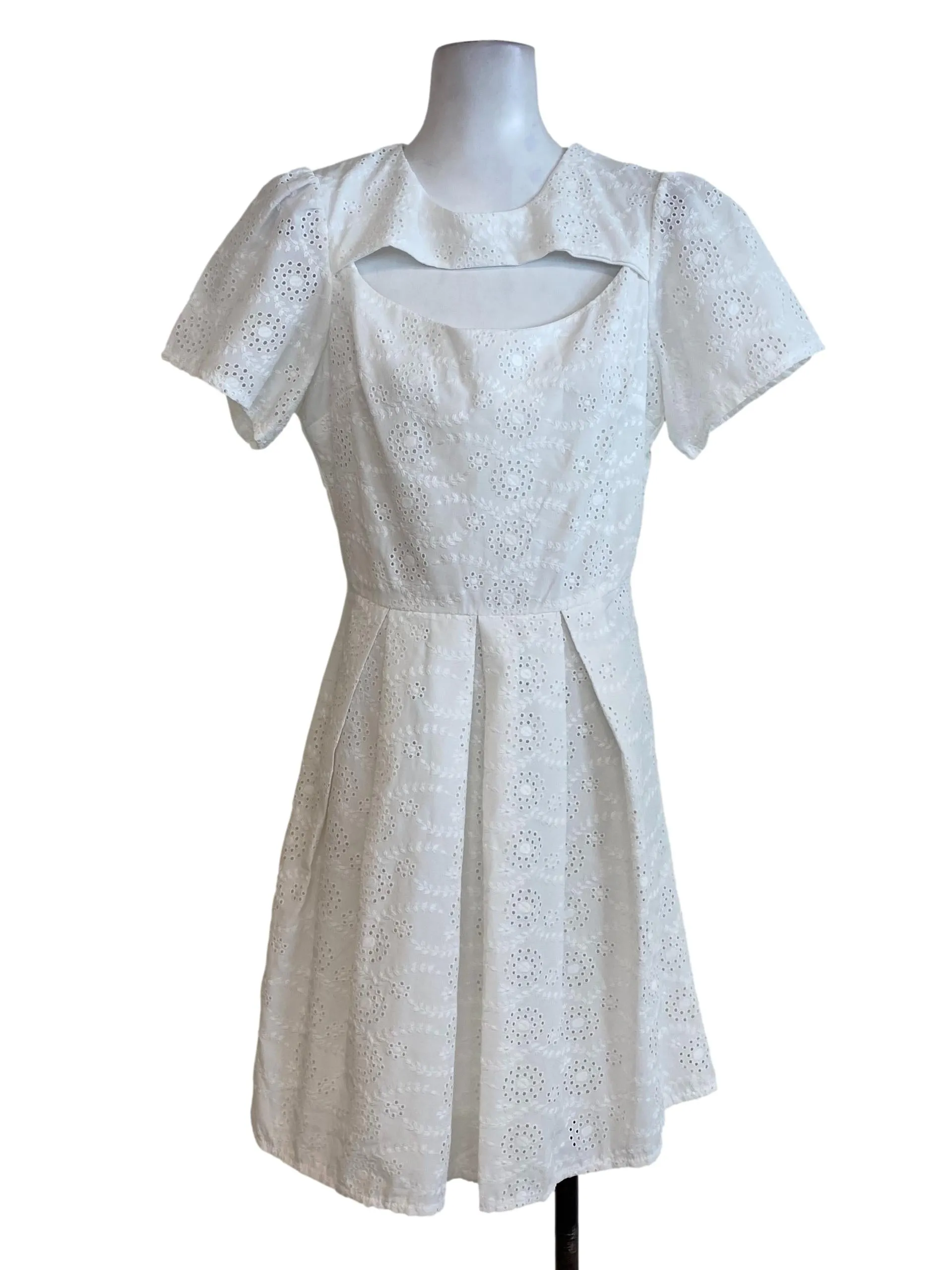 White Floral Embroidered Dress