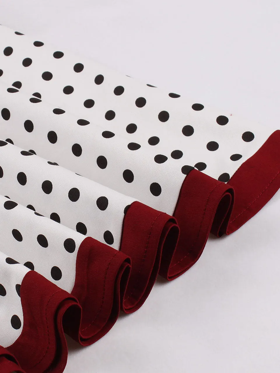 White Polka Dots  Square Collar Puff Sleeve 1950S Vintage Swing Dress